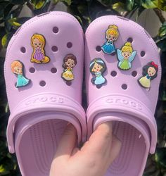 Message any questions x Crocs With Charms Ideas, Crocks Shoes Disney, Cute Crocs Shoes Charms, Crocs Charms Stitch, Crocs With Rainbow Charms, Disney Croc Charms, Croc Charms Disney, Disney Crocs, Crocs With Charms