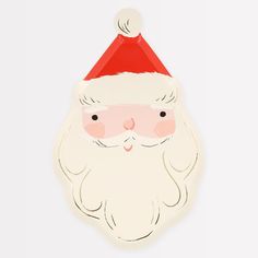 a paper santa claus ornament on a white background with a red hat and nose