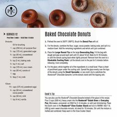 the recipe for baked chocolate donuts is shown here