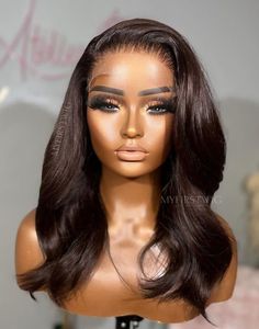 Ophair - Side Part Chocolate Brown Straight Glueless Human Hair Invisible Lace Wig - OPH062 Straight Hair Side Part, Chocolate Brown Wig, Black And Blonde Ombre, Side Part Wig, Graduation Hair, Short Hair Black, Invisible Lace, Clip In Ponytail, Beautiful Wigs