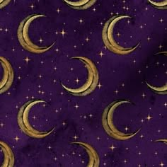 the moon and stars pattern is purple with gold