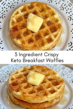 3 ingredient crispy keto breakfast waffles