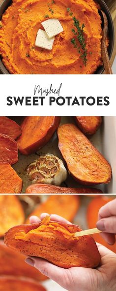 baked sweet potatoes in a pan with butter and parmesan cheese on the top