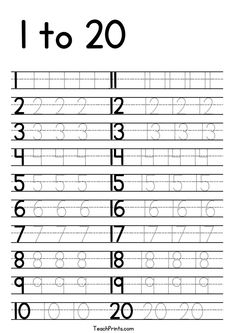 the printable worksheet for numbers to 20