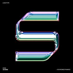 the letter e is made up of shiny glass and has an iridescent effect