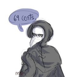 a drawing of a woman with a speech bubble above her head that says 4 cents