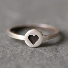 Black Heart Ring in Sterling Silver by MichelleChangJewelry Cute Heart Ring For Gift, Handmade Vintage Heart Ring Gift, Modern Sterling Silver Heart Ring Gift, Modern Sterling Silver Heart Ring For Gift, Simple Ring For Valentine's Day Gift, Modern Heart Ring For Valentine's Day Gift, Black Heart Ring, Ruby Engagement Ring Set, Stackable Diamond Rings