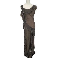 Brand New Italian Made Silk Black And Nude Being Gown Cut On The Bias Long Gowns, Long Gown, Dresses Black, Silk Chiffon, Black Silk, Evening Gown, Evening Gowns, Black Dress, Size 2