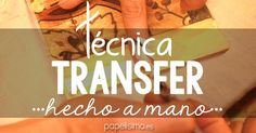 a person holding a book in their hand and pointing at it with the text, tecnica transferer hechoamano