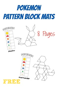 the pokemon pattern block mats are great for kids to learn how to draw and color