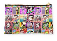 a zipper bag with many images of the characters on it, all in different colors and sizes