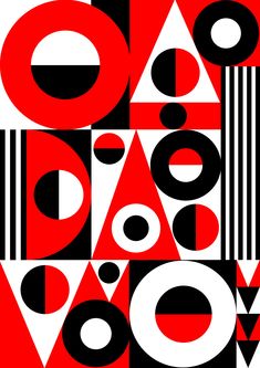 Modern Geometric simple. Art. Circles. Red, Black & White. ©Sam Bruce. #art #artist #poster #graphic #digital #red #circles #modern #abstract #geometric #aesthetic #hardedge #aesthetic #design