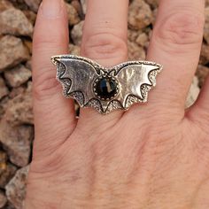 Brand New Handmade Black Onyx Silver Bat Ring. Size 9 925 Stamped New To Poshmark? Use Referral Code Kimberlyn222 To Receive $10. Black Metal Rings For Halloween, Unique Black Rings For Halloween, Unique Black Halloween Rings, Gothic Black Ring Stamped 925, Black Oxidized Finish Rings Gift, Black Oxidized Metal Rings, Unique Black Ring With Oxidized Finish, Unique Black Oxidized Finish Ring, Gift Black Ring With Oxidized Finish