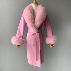 Because image is everything. Women's Pink Cashmere Wool Natural Fox Fur Collar Long Winter Jacket #getyoursexyon #headturner #imtoosexy #Ialwayslooksexy #styleiseverything Long Winter Jacket, Long Outerwear, Fur Decor, Winter Wardrobe Essentials, Wool Coats, Elegance Style, Wool Coat Women, Long Winter, Women Sleeve