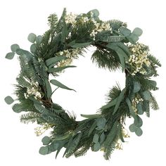 Elevate your interior decor with a statement-making wreath accessory, tailored to fit your space perfectly. Measuring 30.5" W x 6" D x 30.5" H, it's the chic addition your home deserves. AAZJ 30.5-in Indoor Green Eucalyptus Artificial Christmas Wreath | NBC-CM73078 Eucalyptus And Pine, Twig Stars, Silk Wreaths, Olive Leaves, Feuille Eucalyptus, Artificial Christmas Wreaths, Twig Wreath, Artificial Wreath, Pine Branch