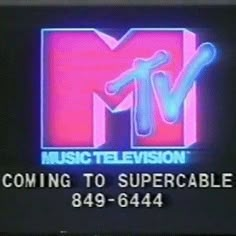 an old tv with the logo for music television coming to supercable 949 - 644