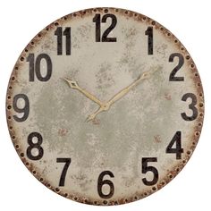 an old rusty clock with numbers on the front and sides is isolated against a white background