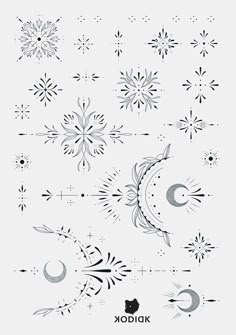 an abstract design with stars and moon shapes