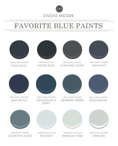 the color scheme for favorite blue paints is shown in shades of gray, black and white