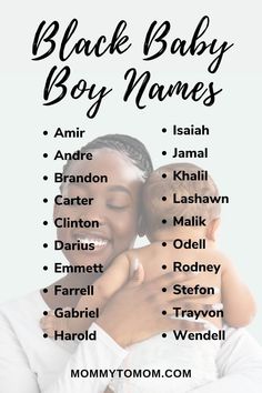 the black baby boy names are shown in this image with an adult holding a child