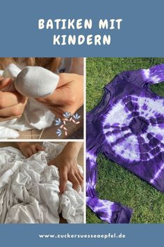 the instructions for how to tie - dye batken mit kindernn, with pictures of