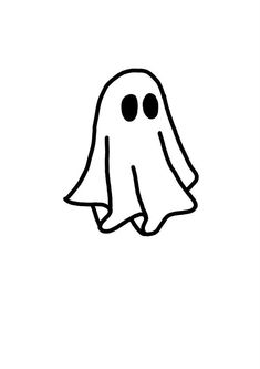 a black and white drawing of a ghost with two eyes on it's face