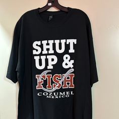 Men's 2x Large Fishing T-Shirt With Funny Logo. A Great Gift For You Favorite Angler. This Shirt Is New Without Tags. Casual Black T-shirt For Fishing, White Graphic T-shirt For Fishing, Funny Logo, Affordable Casual Fish Print T-shirt, Graphic Tee T-shirt For Fishing, Short Sleeve Fish Print T-shirt For Fishing, Logo A, Fishing T Shirts, Colorful Shirts