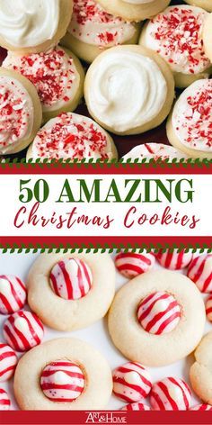 christmas cookies with white frosting and candy canes