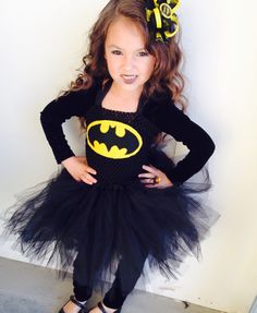 Batman Costume Girl, Girl Batman Costumes, Bat Girl Costume Women, Bat Girl Costume, Diy Superhero Costume For Girls Kids, Batgirl Costume Kids, Batgirl Costume Diy, Toddler Girl Bat Costume, Batman Costume For Girls