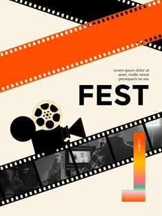 a film strip with an orange stripe around it and the words fest written on it