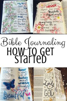 an open bible with the words, how to get started written on it and butterflies