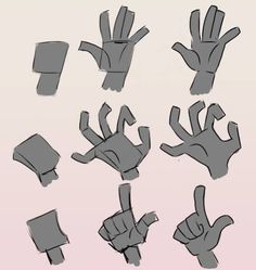 an image of hand gestures drawn in black and grey ink on a white background with pink backdrop