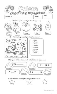 the worksheet for color words and pictures to help students learn how to use them