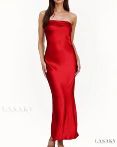 Lasaky - Elegant Strapless High-Waisted Evening Gown with Butt-Lifting Feature Satin Strapless Dress, Elegant Vest, Socialite Style, Chemise Dress, Evening Gown Dresses, Wrap Around Skirt, High Waist Fashion, Skirt Skirt, Hip Dress