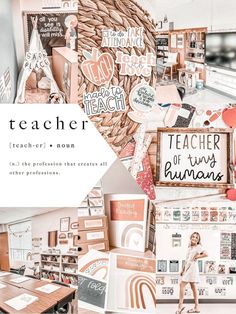 a collage of photos with the words teacher on it and images of children's artwork