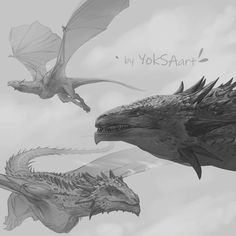 two black and white dragon images with the words my yoseart above them, in front of a cloudy sky