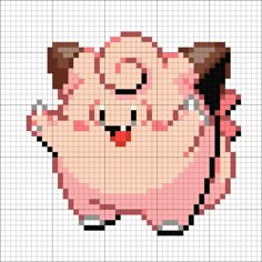 a cross stitch pig with its tongue out