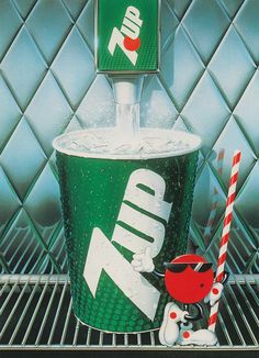 an advertisement for kruppa soda with a dog and candy canes on the side