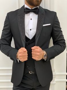 Rialzetti Black Space Slim Fit Tuxedo-baagr.myshopify.com-1-BOJONI All Black Tux, All Black Tuxedo, Black Tuxedo Wedding, Wedding Suits Men Black, All Black Suit, Shawl Collar Tuxedo, Wedding Tux, Black Suit Men, Black Suit Wedding