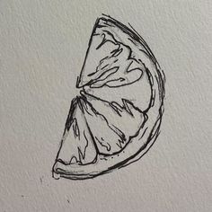 a drawing of a slice of orange on paper