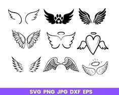 the different types of wings and hearts