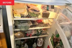 an open refrigerator filled with lots of food