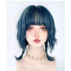 Blue Irregular Length Mullet Wig, Y2K Blue Irregular Fluffy Short Wig, Handsome Blue Short Wig, Girl Blue Short Wig, Women's Blue  Wigss High temperature silk wig care method: Do not spray gel water, wax, etc. on the wig, which will make the wig sticky; the wig can be tied up, but try not to tie it too high, the real hair will be exposed; it should not be dyed again, and it should not be pulled vigorously. For knot problems, comb patiently; first tidy the ends of the hair, and then comb from top to bottom; high-temperature wigs can be styled, and the temperature is kept at 180 degrees Celsius. -Color: blue -Texture: short curly -Material: high temperature silk -Place of Origin: CN (Place of Origin) -Quantity: 1pc wig -Features: lightweight and matte. -Structure: breathable inner net,the pr Cute Hair Colours For Short Hair, Short Aqua Hair, Half Up Pigtails Short Hair, Alt Haircuts Shoulder Length, Dark Blue Hair Short, Jellyfish Haircut Braids, Bats Nest Hair, Hair Dye Short Hair, Unique Haircuts For Women