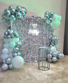 an image of balloons and decorations for a birthday party