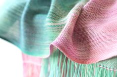 <p>Hand woven long scarf with gradually changing colors from pink to green and mint.</p> <p>Measures: <br>L: 78" with 6" fringe on both ends W: 11"</p> <p>Care instructions... #kgthreads Hand Woven Scarf, Pink And Mint, Woven Scarf, Heddle Loom, Handwoven Scarf, Woven Scarves, Green Mint, Mint Color, Knitted Shawls