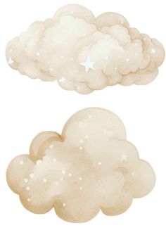 two clouds with stars are in the sky