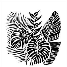 a black and white drawing of leaves