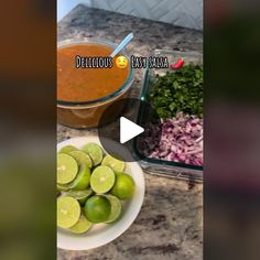 an image of vegetables being prepared in the kitchen with text overlay that reads delicious easy salsa