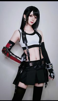 Tifa Ff7 Remake, Cos Outfit, Cartoon Costumes, Tank Top Skirt, Final Fantasy Vii Remake, Stage Costume