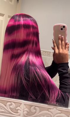 Pink Skunk Hair, Frontal Wig Hairstyles, Creative Hair Color, Hair Dress, Dyed Hair Inspiration, Pretty Braided Hairstyles, Pretty Hair Color, Mia 3, Dope Hairstyles